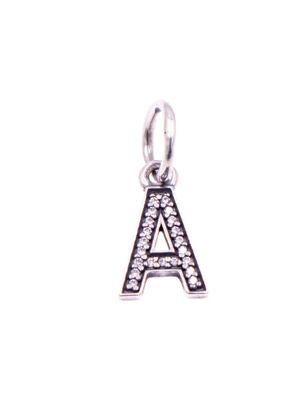 Pandora Retired Letter A Sterling Silver Clear CZ Initial Dangle Charm